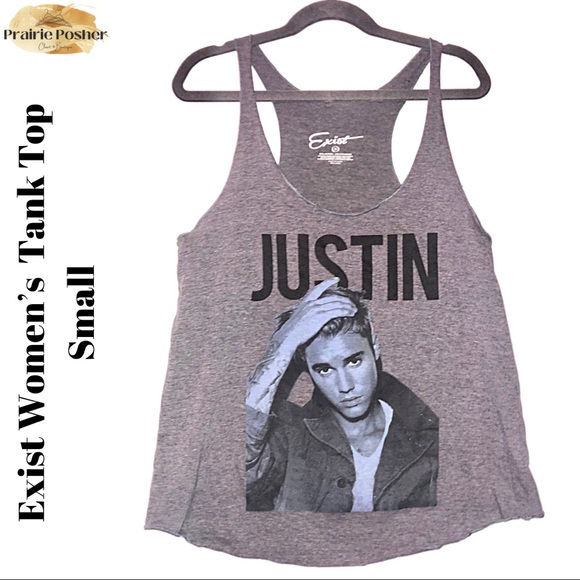 Exist Justin Bieber Tank Top, Womens Small, Grey, EUC, PrairieposherCA - Picture 1 of 3
